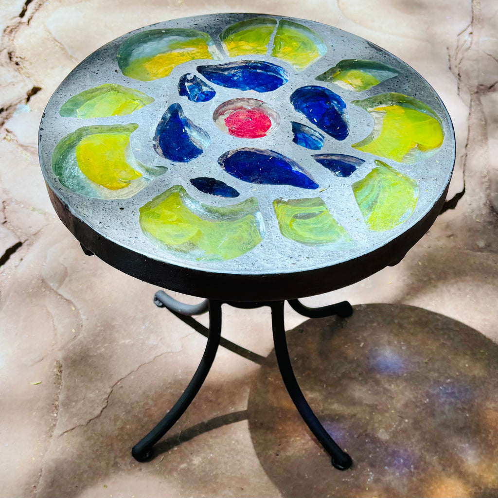 Dalle de Verre stool ~ 30cm diameter, 30cm high