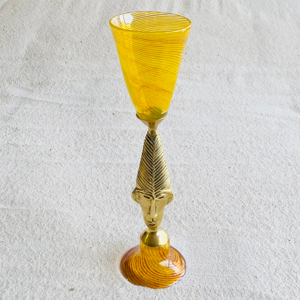 blown glass - brass base