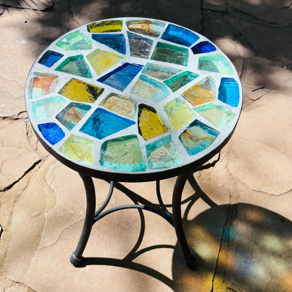 Dalle de Verre coffee table ~ 40cm diameter, 48cm high