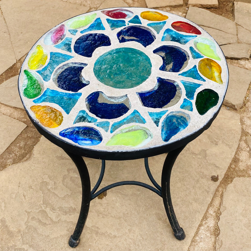 Dalle de Verre coffee table ~ 40cm diameter, 48cm high