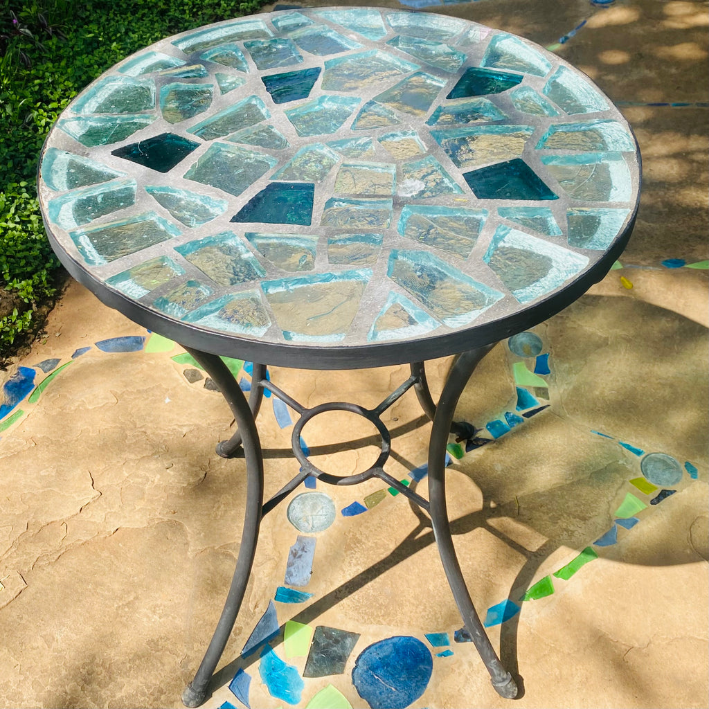 Dalle de Verre table ~ 60cm diameter, 77cm high