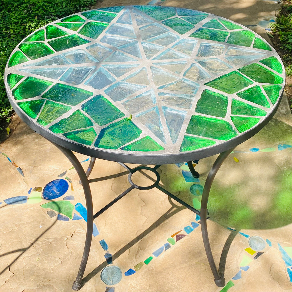 Dalle de Verre table ~ 80cm diameter, 77cm