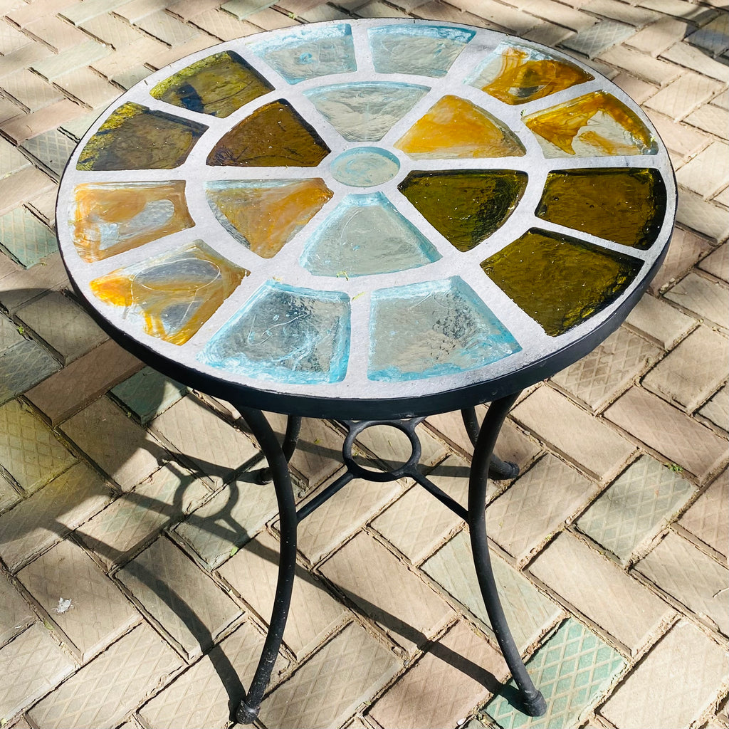 Dalle de Verre table ~ 60cm diameter, 77cm high