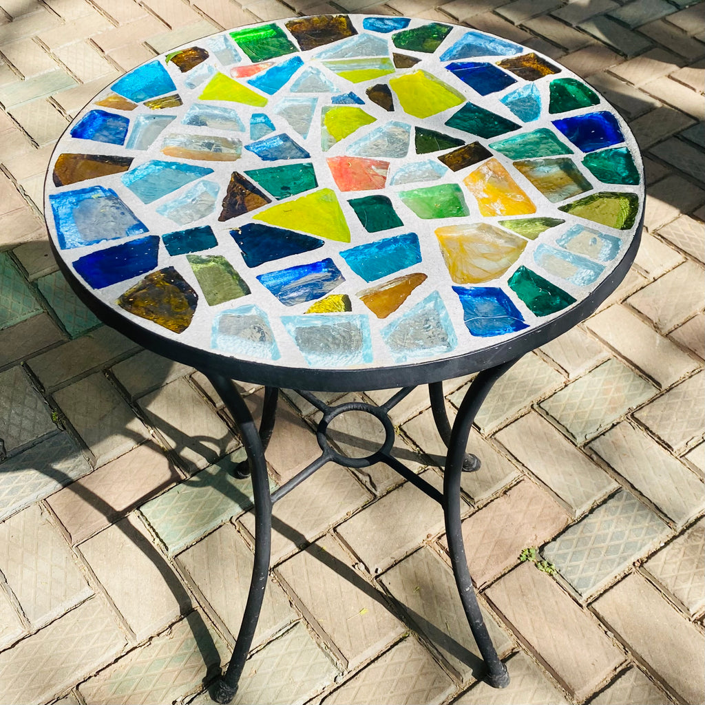 Dalle de Verre table ~ 60cm diameter, 77cm high