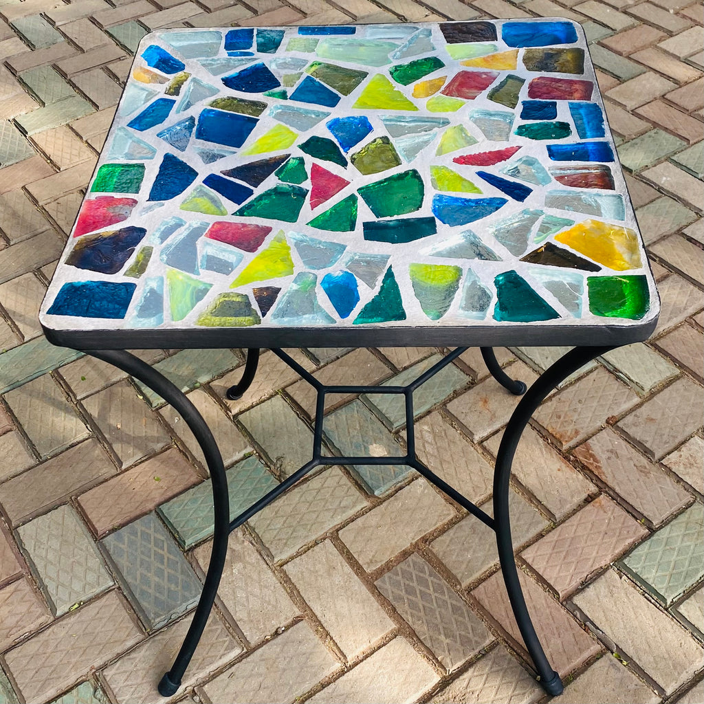 Dalle de Verre table ~ 60cm x 60cm square , 77cm high