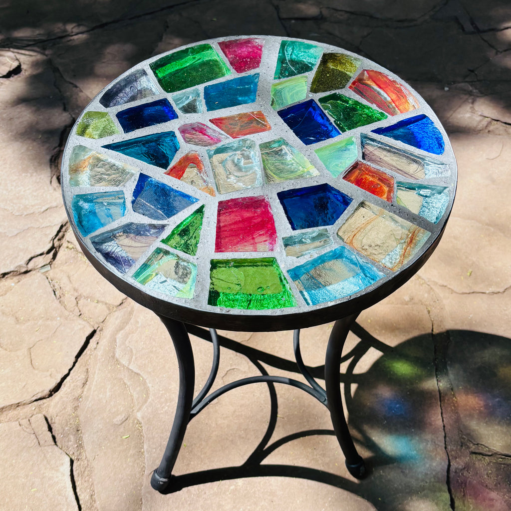 Dalle de Verre coffee table ~ 40cm diameter, 48cm high