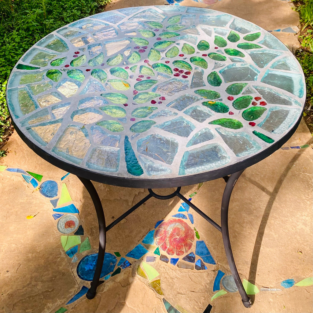Dalle de Verre table ~ 80cm diameter, 77cm