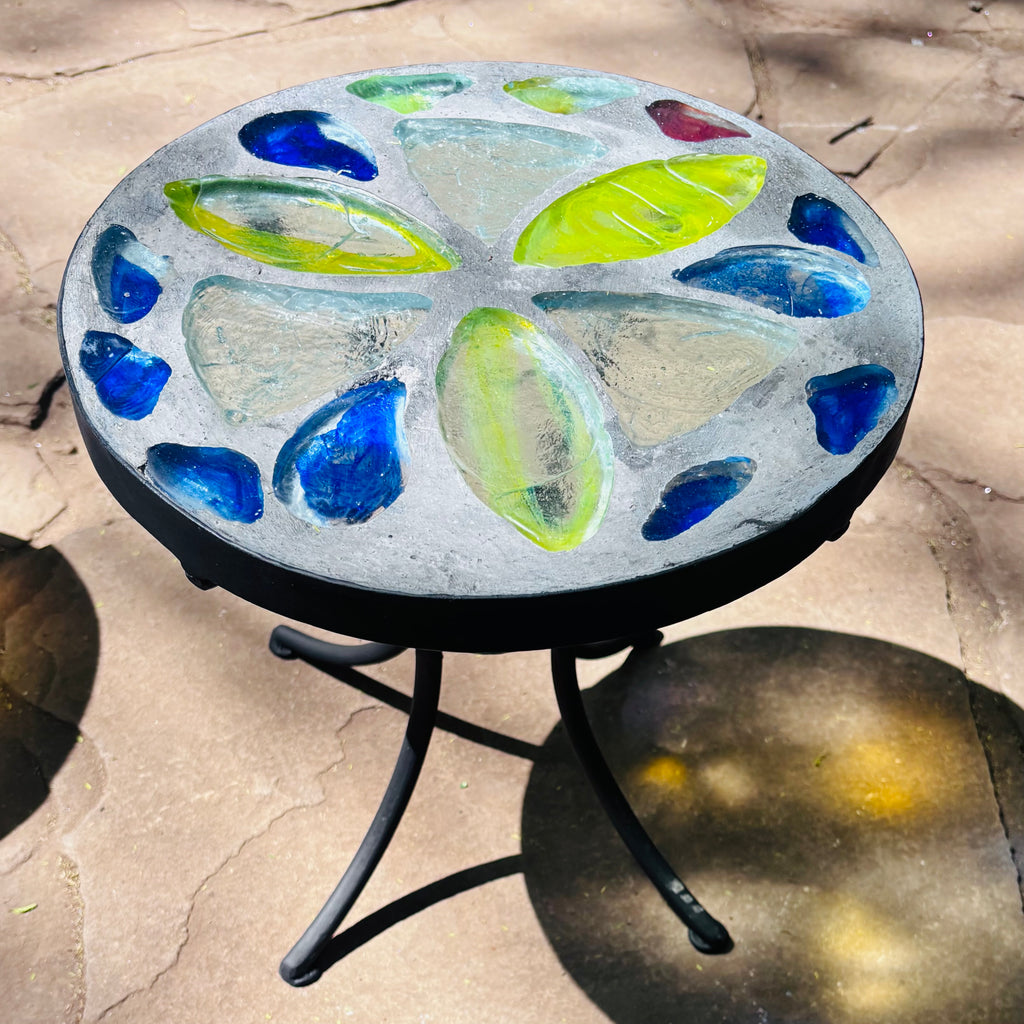 Dalle de Verre stool ~ 30cm diameter, 30cm high