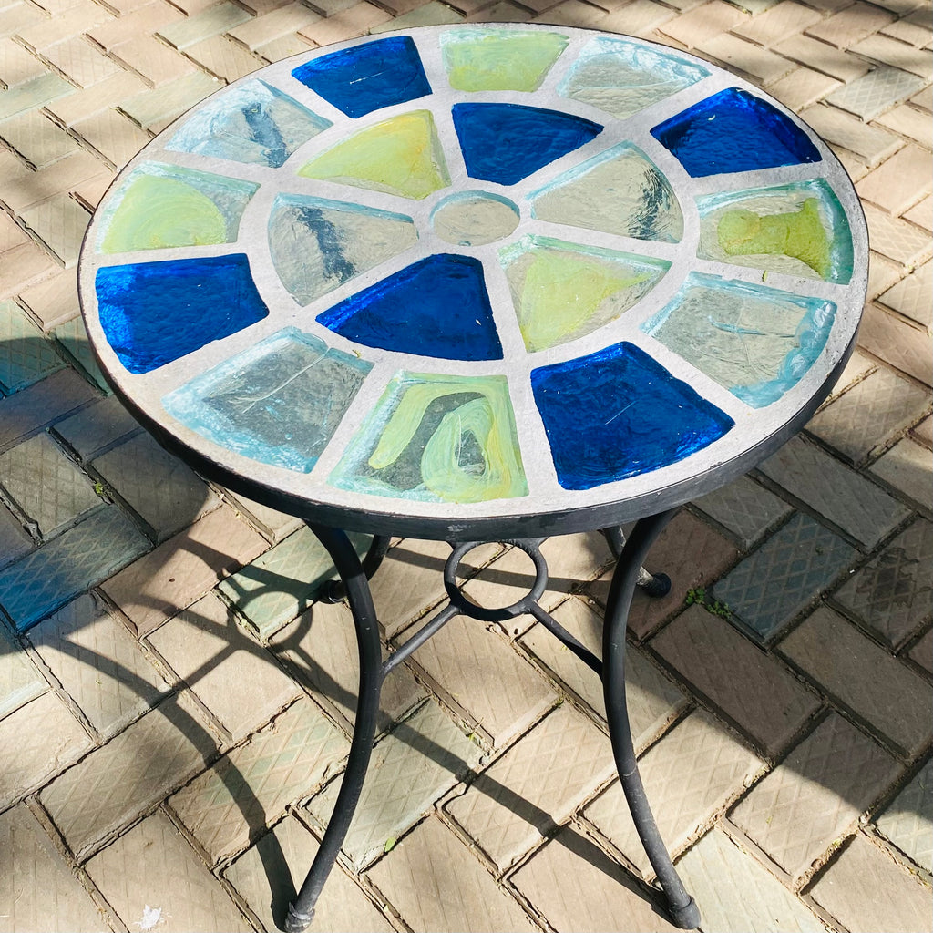 Dalle de Verre table ~ 60cm diameter, 77cm high