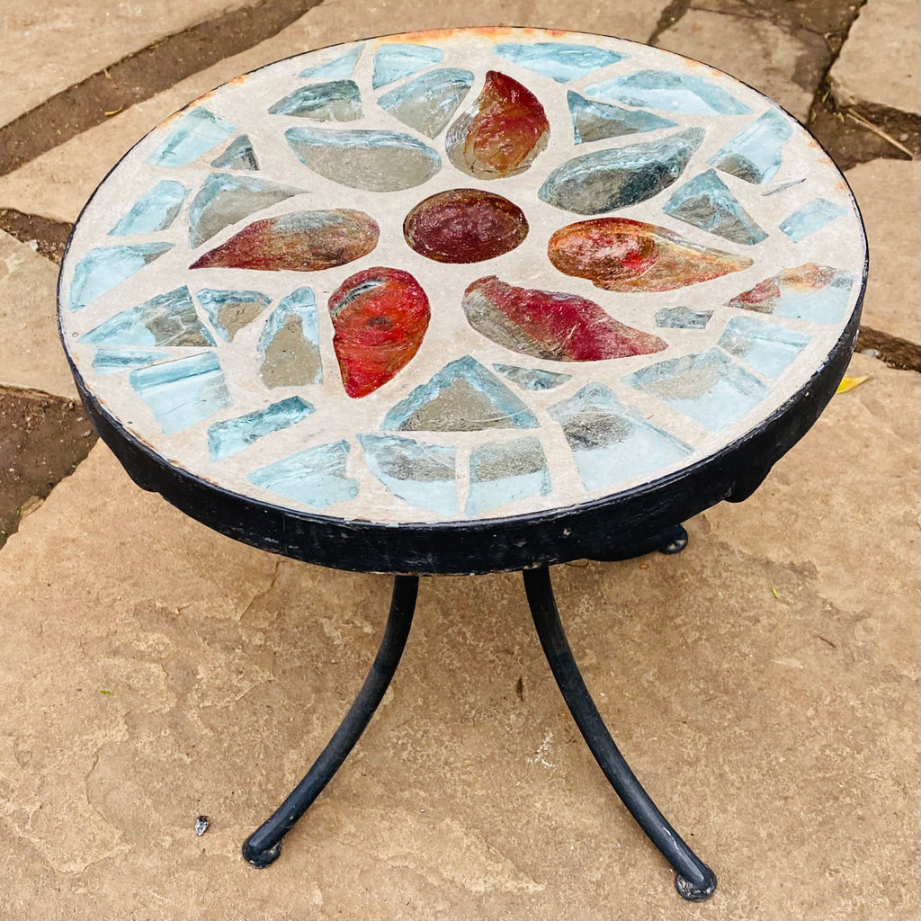 Dalle de Verre stool ~ 30cm diameter, 30cm high