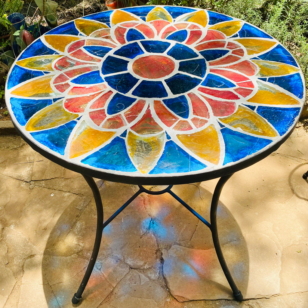 Dalle de Verre table ~ 80cm diameter, 77cm