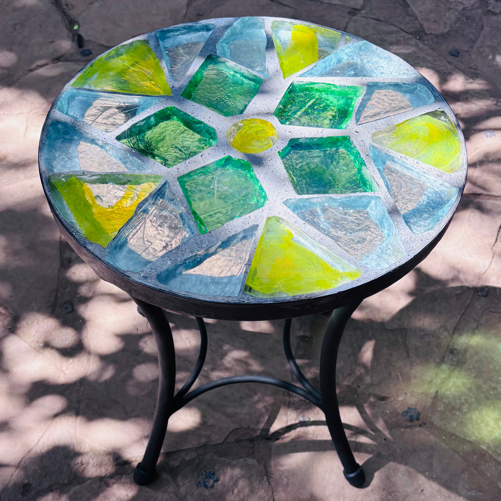 Dalle de Verre coffee table ~ 40cm diameter, 48cm high