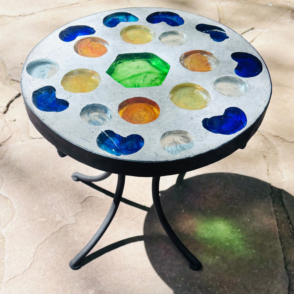 Dalle de Verre stool ~ 30cm diameter, 30cm high