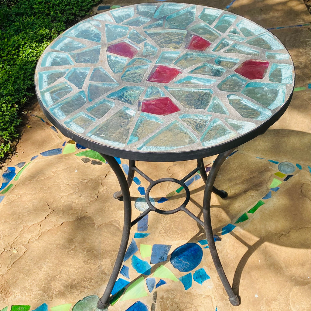 Dalle de Verre table ~ 60cm diameter, 77cm high