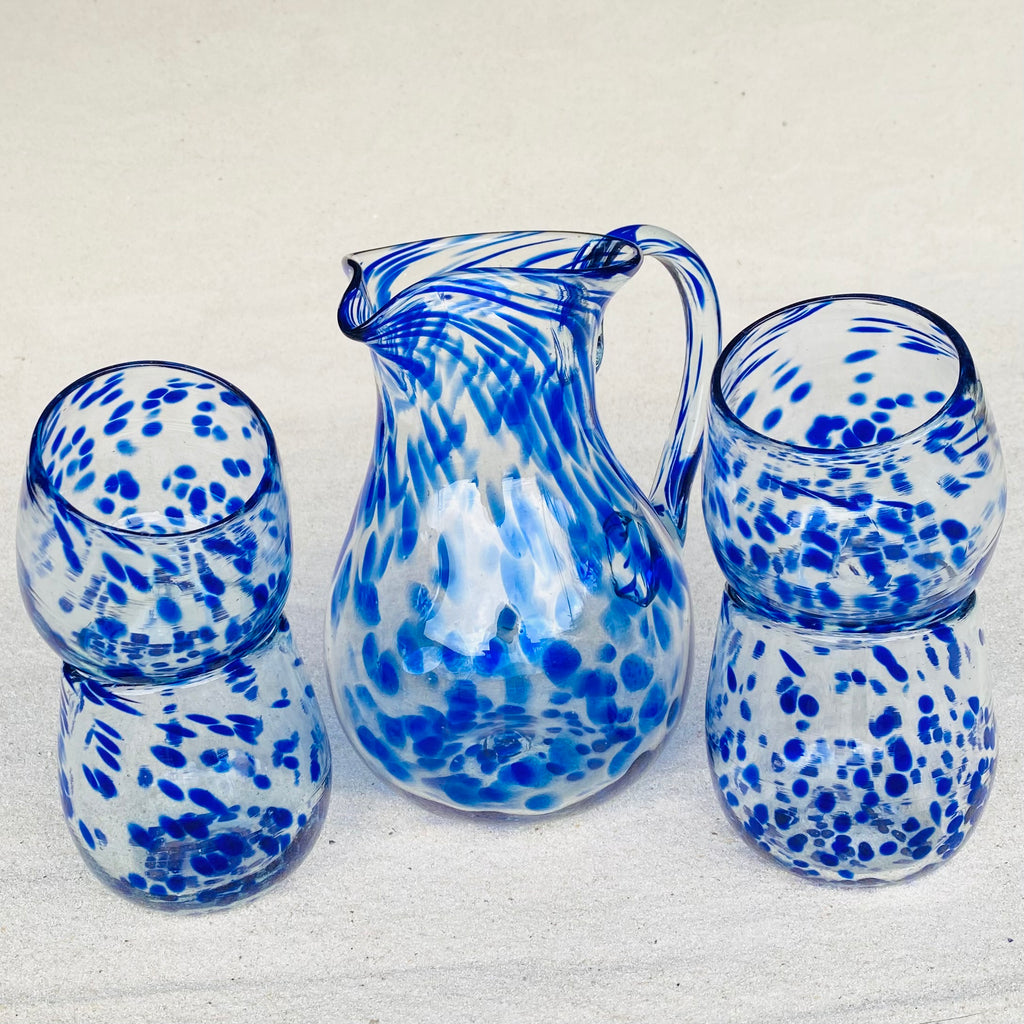 Blown glass - gift set 4 - jug & 4 tumblers