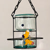 Blown glass - bottle in metal stand birdfeeder
