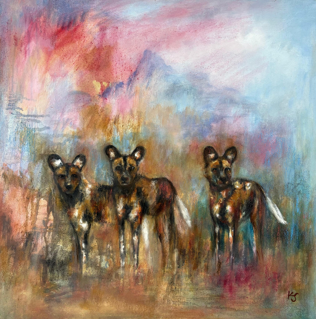 Painting - Katie Simpson ‘Crimson Evening’ - oil on canvas, unframed - 50cm x 50cm 2026