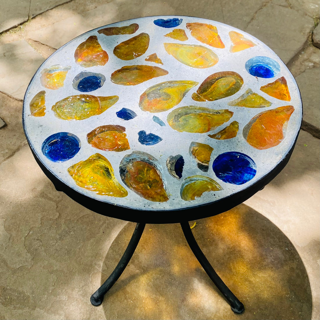 Dalle de Verre stool ~ 30cm diameter, 30cm high