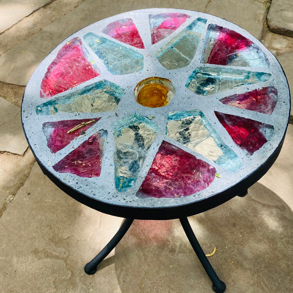 Dalle de Verre stool ~ 30cm diameter, 30cm high