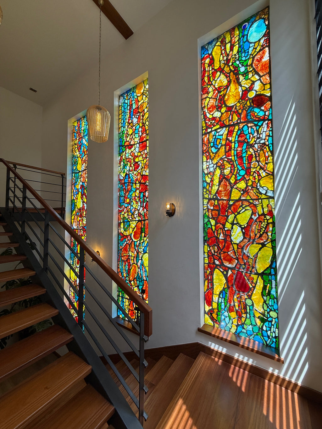 Dalle de Verre 'Maira’ ~ staircase windows