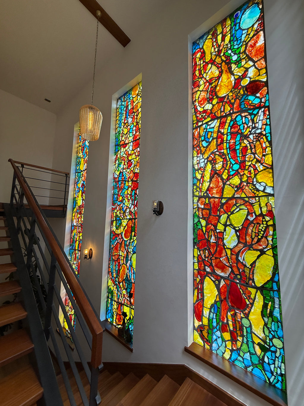 Dalle de Verre 'Maira’ ~ staircase windows