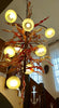 Chandelier 'Kelp Forest' with red leaves & 'fishnet' light cups