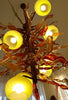 Chandelier 'Kelp Forest' with red leaves & 'fishnet' light cups