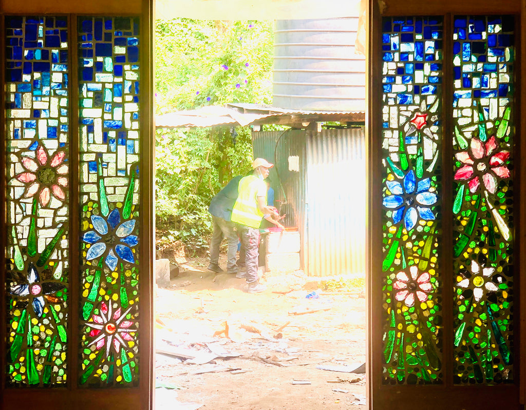 Dalle de Verre ‘Florabunda’ door accent