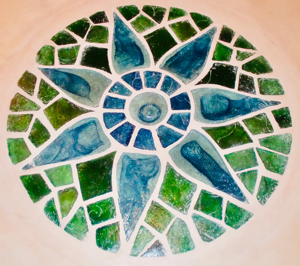 Dalle de Verre 'Flower' floor insert