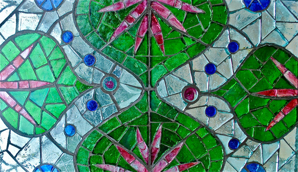 Dalle de Verre table 'Lotus' ~ 140 x 60cm