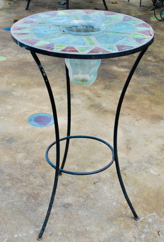 Dalle de Verre bar table with blown insert ~ 70cm diameter, 100cm high