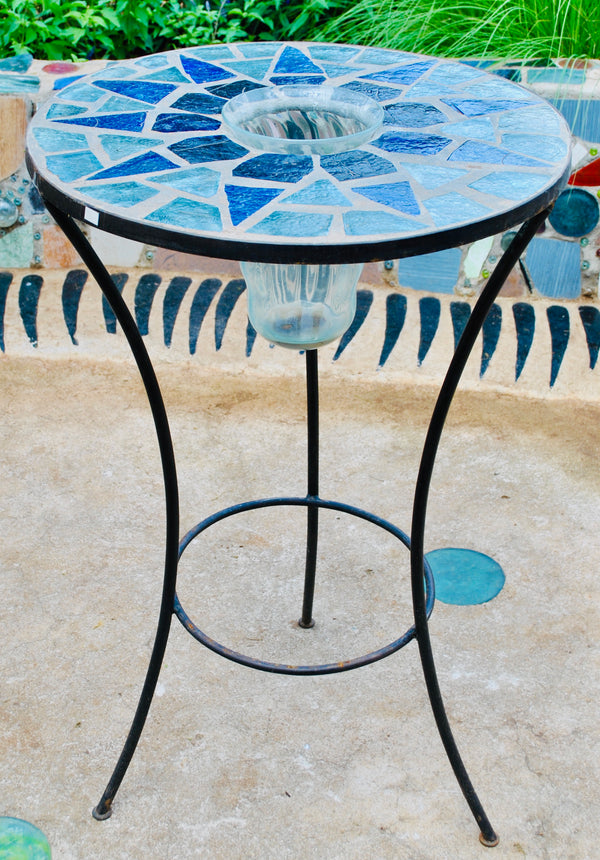 Dalle de Verre bar table with blown insert ~ 70cm diameter, 100cm high