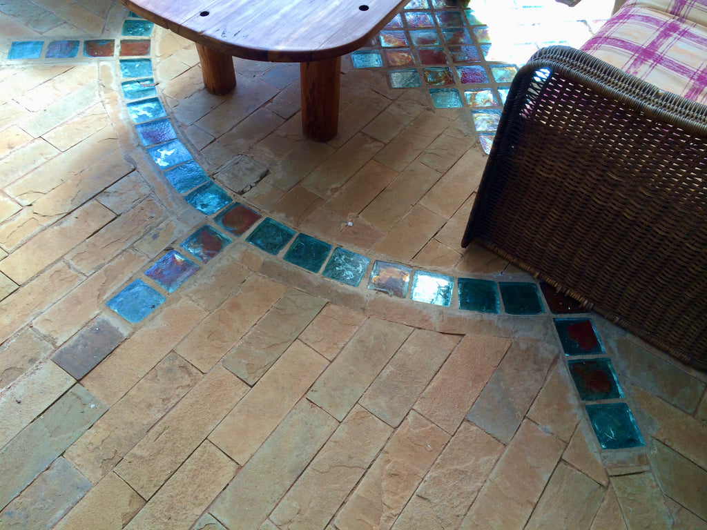 Dalle de Verre 'Compass Rose' floor insert