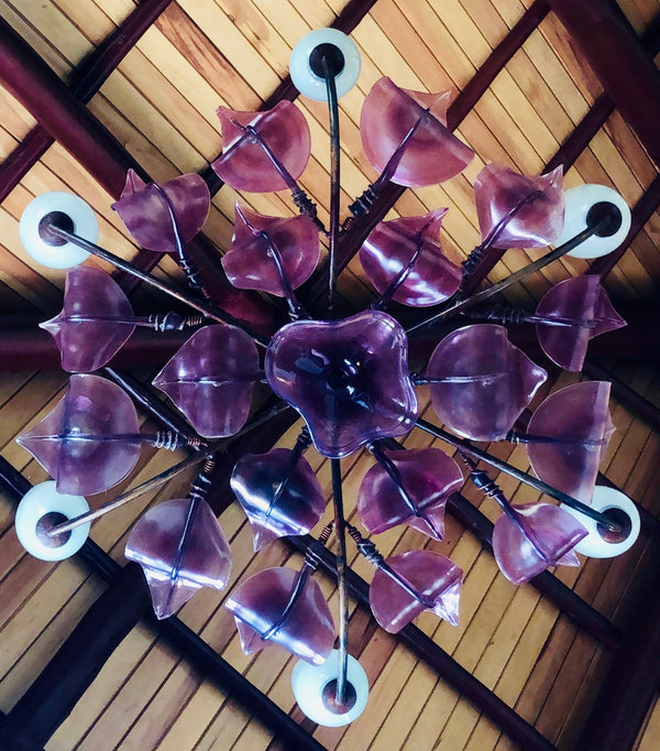 Chandelier 'Purple Leaves' 6 oval cups