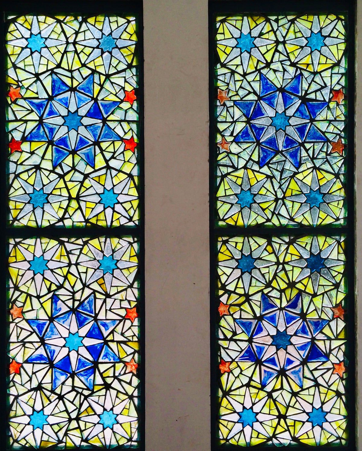 Dalle de Verre 'Islamic pattern' 2 panels ~ 2.2 x 0.6m– Kitengela Glass