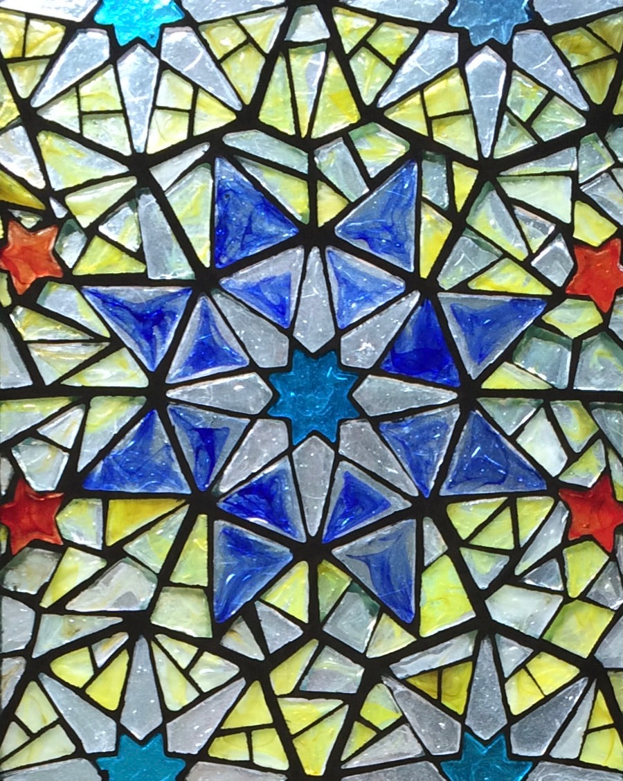 Dalle de Verre 'Islamic pattern' 2 panels ~ 2.2 x 0.6m – Kitengela Glass