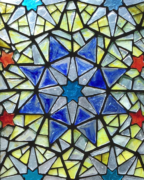 Dalle de Verre 'Islamic pattern' 2 panels ~ 2.2 x 0.6m