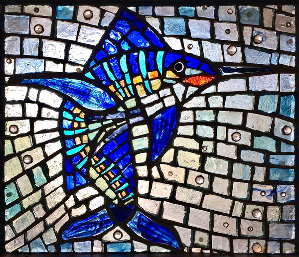 Dalle de Verre 'Sailfish' panel ~ 1.2m square