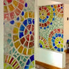 Dalle de Verre 'Colourwheel' stair panel ~ 1.8 x 1m, 2 divider panels ~ 1.2 x 0.8m