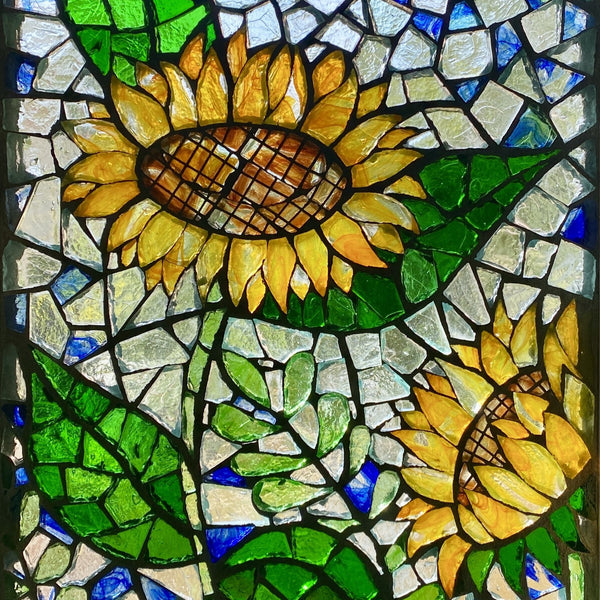 Dalle de Verre 'Sunflower' panel ~ 0.9 x 1.6m