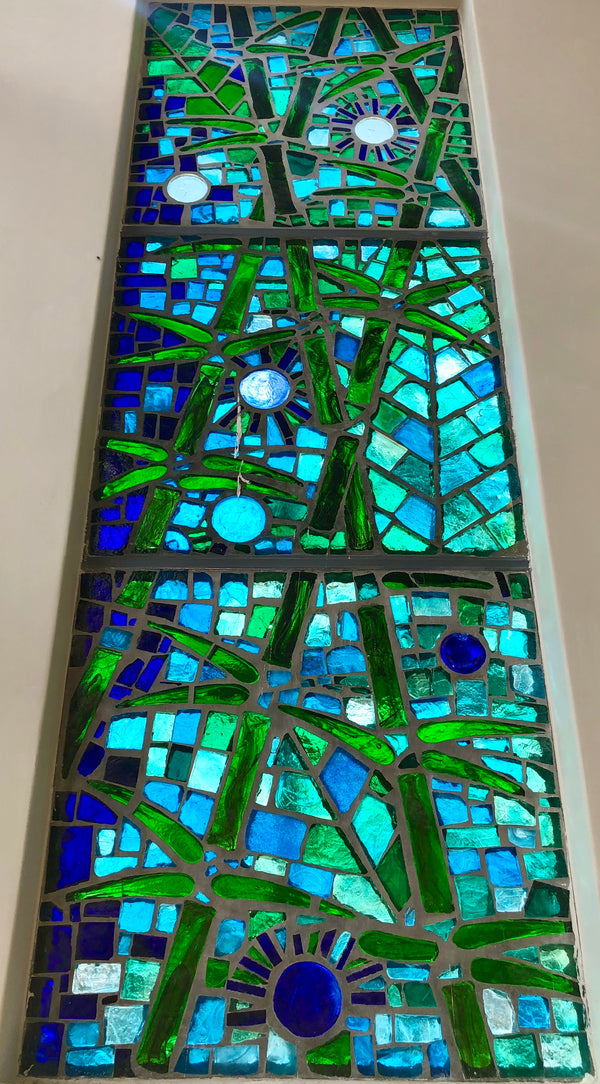 Dalle de Verre 'Bamblue' panels ~ 4 x 1m
