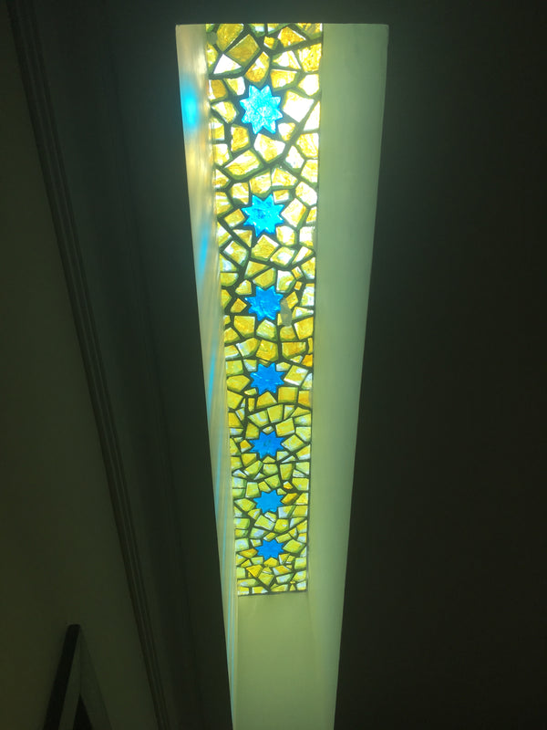 Dalle de Verre skylight 'Starry Yellow Night' panel ~ 2.4 x 0.4m