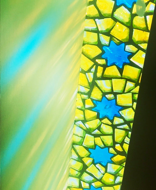 Dalle de Verre skylight 'Starry Yellow Night' panel ~ 2.4 x 0.4m