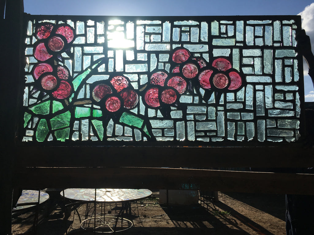 Dalle de Verre 'Orchid' panel ~ 1.2 x 0.6m