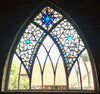 Dalle de Verre 'St. Francis Church', Karen - facade cross, window crowns & main entry surround.