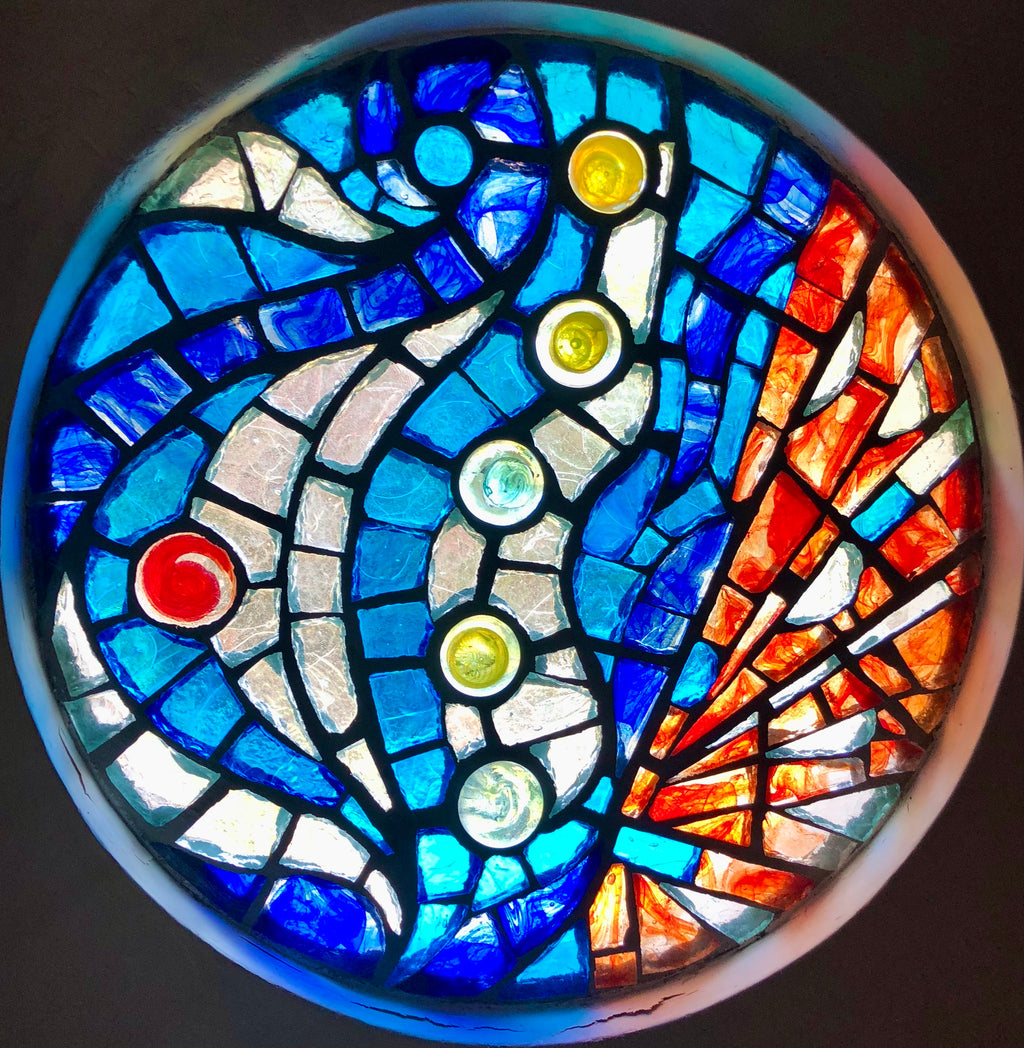 Dalle de Verre 'Playin' Around' panel ~ 1m dia