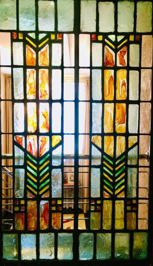 Dalle de Verre 'Frank Lloyd Wright' grille ~ 1.4 x 3m