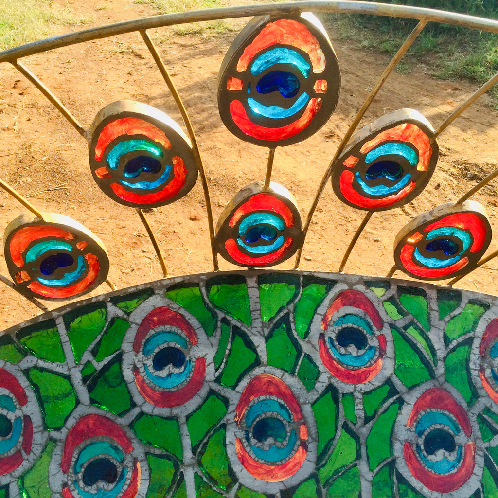 Dalle De Verre table & chair set - 'Peacock'