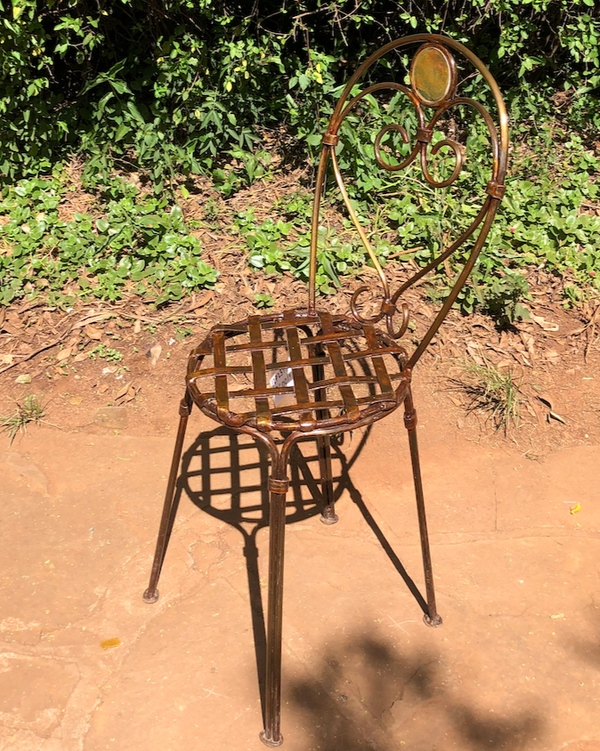 wrought iron chair ~ 35cm diameter seat, 49cm high