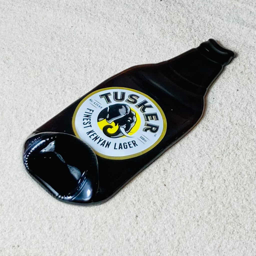 Slumped glass - Tusker bottle